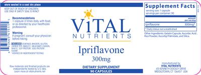 Photo of the Vital Nutrients Ipriflavone 300 mg label