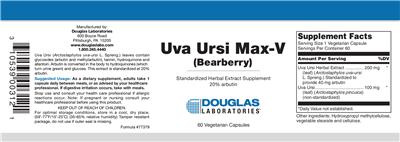 Photo of the Douglas Laboratories Uva Ursi Max-V (Bearberry) label
