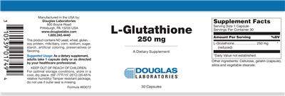 Photo of the Douglas Laboratories L-Glutathione 250 mg label
