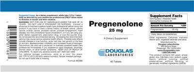 Photo of the Douglas Laboratories Pregnenolone 25 mg label
