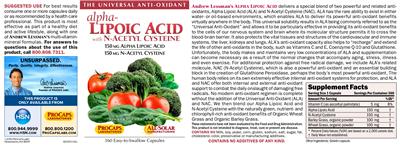 Photo of the ProCaps Laboratories Alpha-Lipoic Acid With N-Acetyl Cysteine label
