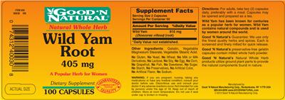 Photo of the Good 'N Natural Wild Yam Root 405 mg label