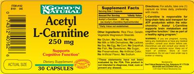 Photo of the Good 'N Natural Acetyl L-Carnitine 250 mg label