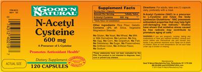 Photo of the Good 'N Natural N-Acetyl Cysteine 600 mg label