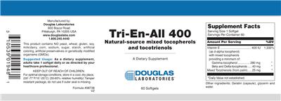 Photo of the Douglas Laboratories Tri-En-All 400 label