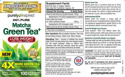 Photo of the Purely Inspired Matcha Green Tea+ label