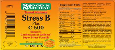 Photo of the Good 'N Natural Stress B Plus C-500 label