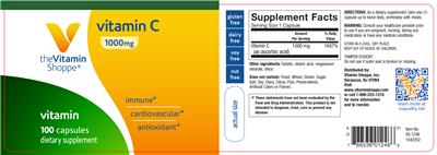 Photo of the The Vitamin Shoppe Vitamin C 1000 mg label