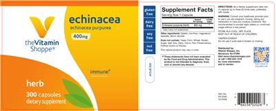 Photo of the The Vitamin Shoppe Echinacea 400 mg label