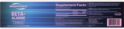 Photo of the BodyTech Beta-Alanine label