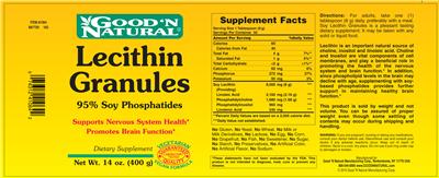 Photo of the Good 'N Natural Lecithin Granules label