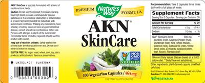 Photo of the Nature's Way AKN SkinCare label