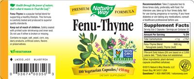 Photo of the Nature's Way Fenu-Thyme label
