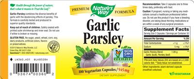 Photo of the Nature's Way Garlic Parsley label