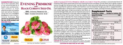Photo of the ProCaps Laboratories Evening Primrose with Black Currant Seed Oil label