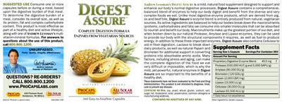 Photo of the ProCaps Laboratories Digest Assure label