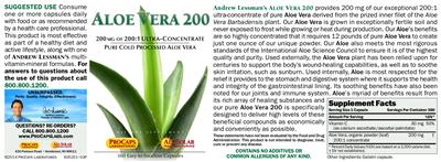 Photo of the ProCaps Laboratories Aloe Vera 200 label