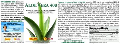 Photo of the ProCaps Laboratories Aloe Vera 400 label