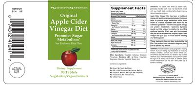 Photo of the Good 'N Natural Original Apple Cider Vinegar Diet label