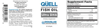 Photo of the Douglas Laboratories Quell Fish Oil Ultra DHA label
