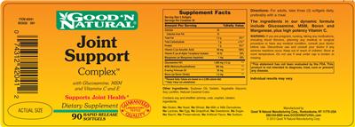 Photo of the Good 'N Natural Joint Support Complex label