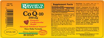 Photo of the Good 'N Natural Q-Sorb Co Q-10 200 mg label