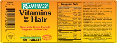 Photo of the Good 'N Natural Vitamins For The Hair label