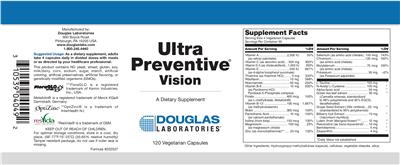 Photo of the Douglas Laboratories Ultra Preventive Vision label