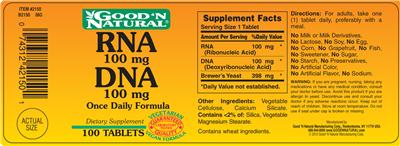 Photo of the Good 'N Natural RNA 100 mg DNA 100 mg label
