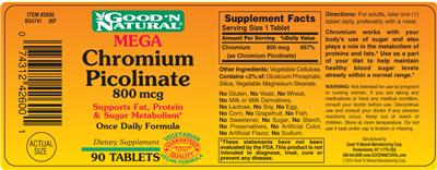 Photo of the Good 'N Natural Mega Chromium Picolinate 800 mcg label