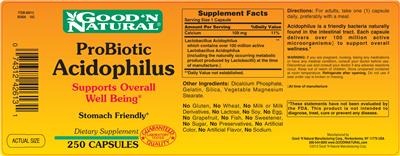 Photo of the Good 'N Natural ProBiotic Acidophilus label