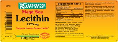 Photo of the Good 'N Natural Mega Soy Lecithin 1325 mg label