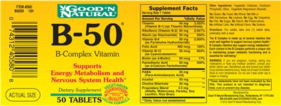 Photo of the Good 'N Natural B-50 B-Complex label