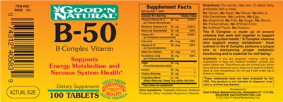 Photo of the Good 'N Natural B-50 B-Complex label