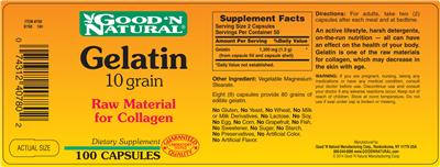 Photo of the Good 'N Natural Gelatin 10 Grain label