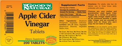 Photo of the Good 'N Natural Apple Cider Vinegar Tablets label