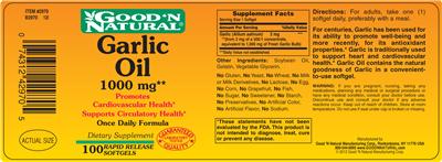 Photo of the Good 'N Natural Garlic Oil 1000 mg label