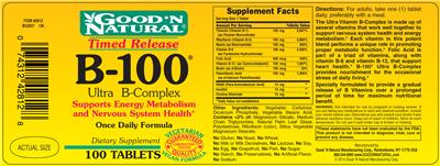 Photo of the Good 'N Natural B-100 label