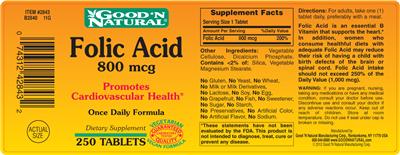 Photo of the Good 'N Natural Folic Acid 800 mcg label