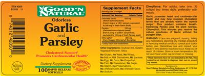 Photo of the Good 'N Natural Odorless Garlic And Parsley label