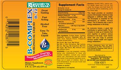 Photo of the Good 'N Natural B-Complex With B-12 Sublingual Liquid label