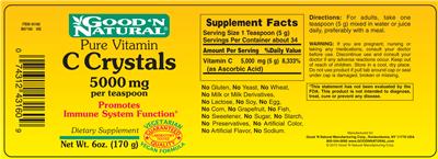 Photo of the Good 'N Natural C Crystals 5000 mg label