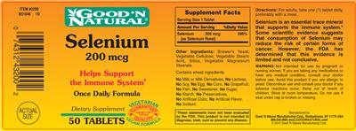 Photo of the Good 'N Natural Selenium 200 mcg label