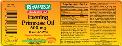 Photo of the Good 'N Natural Evening Primrose Oil 500 mg label