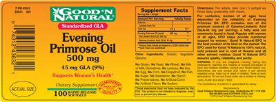 Photo of the Good 'N Natural Evening Primrose Oil 500 mg label