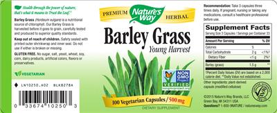 Photo of the Nature's Way Barley Grass label