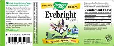 Photo of the Nature's Way Eyebright Herb label