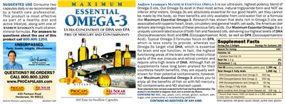 Photo of the ProCaps Laboratories Maximum Essential Omega-3 label