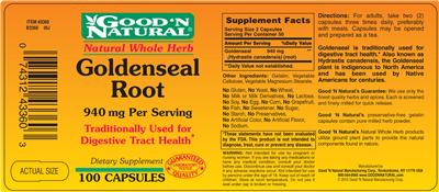 Photo of the Good 'N Natural Goldenseal Root label