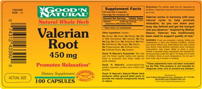 Photo of the Good 'N Natural Valerian Root 450 mg label